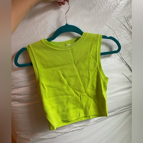 Zara Tops - Zara cropped halter top, neon green, knitted texture